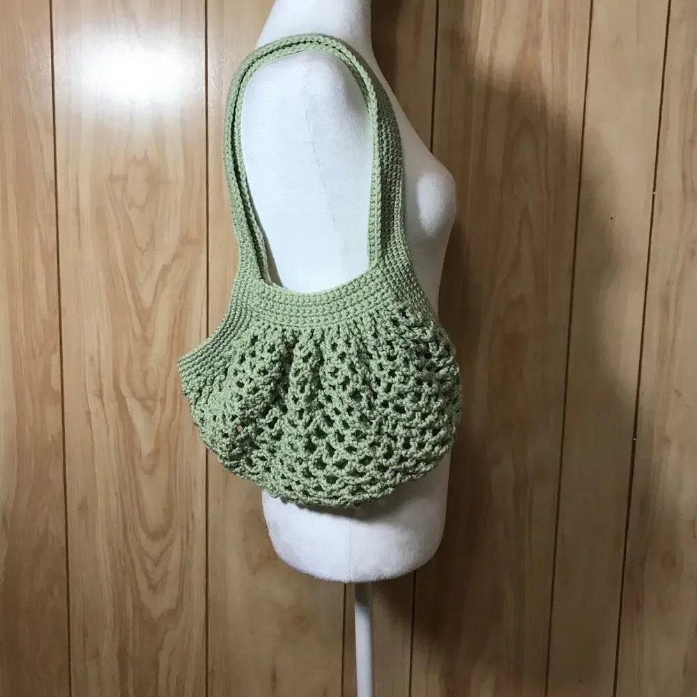 NWT Green Handmade Crocheted Market Mesh Bag by Dawny M